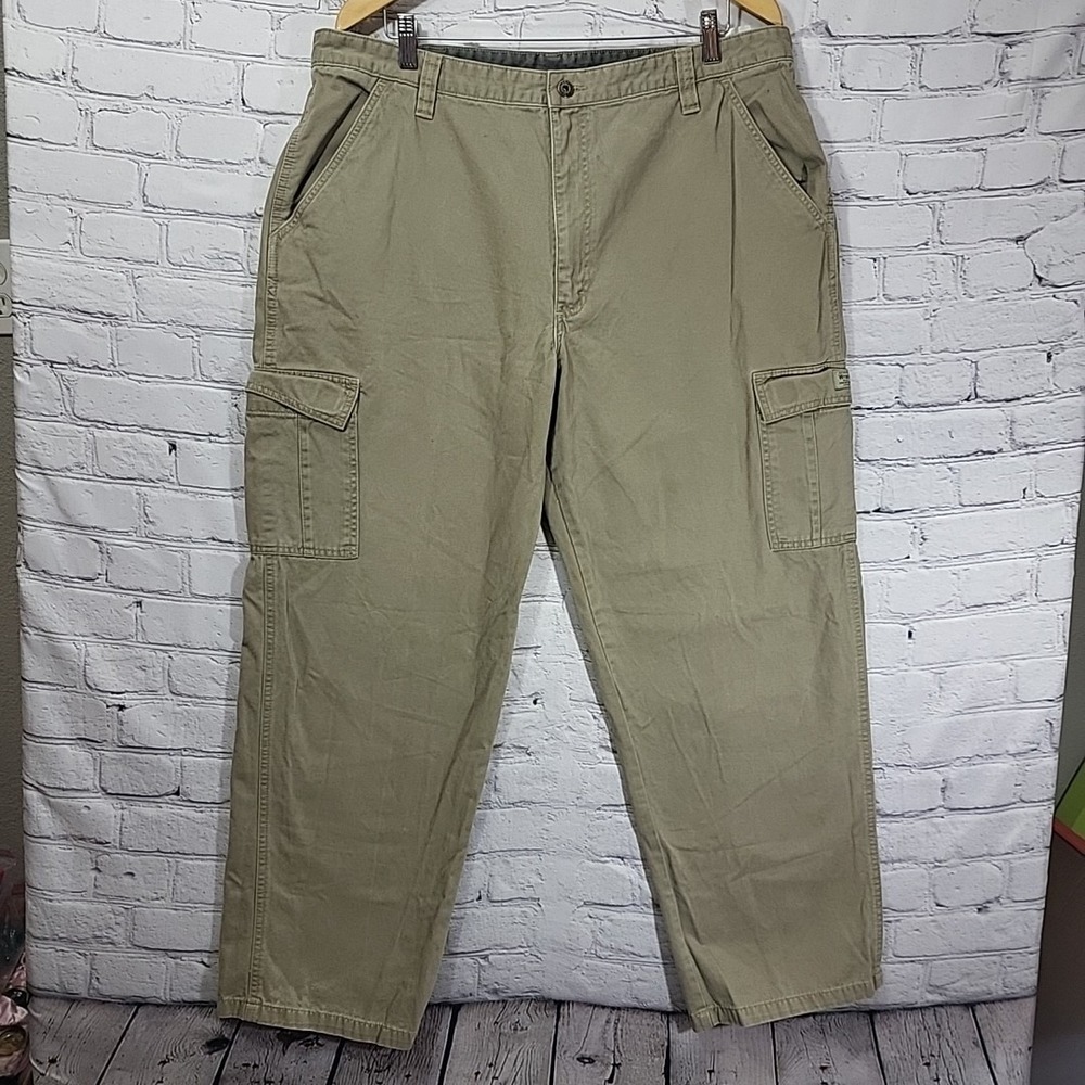 Wrangler Cargo Pants Mens 38x32 Beige Khaki Tan Cotton Workwear